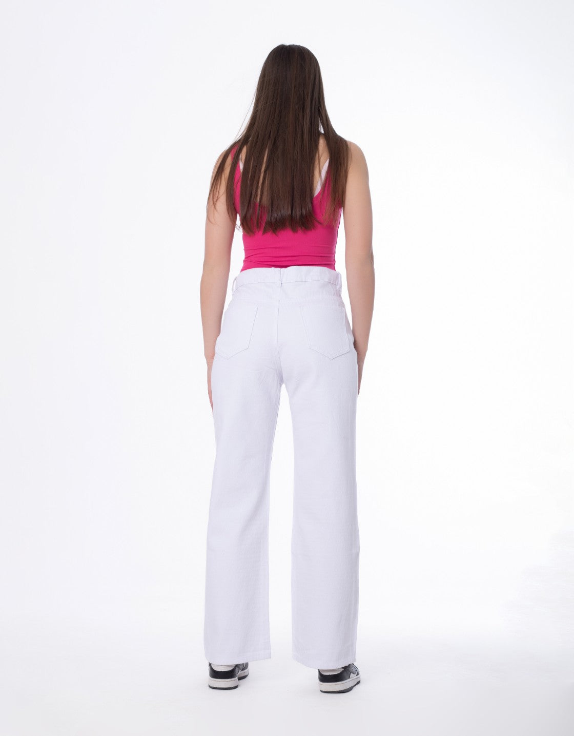 Strass Studded Jeans Pants White Color OBS-350W