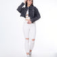 Cropped Jeans Jacket Light Grey Color OJ-537CBL