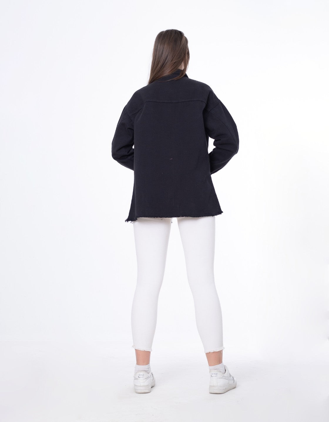 Gabardine Ripped Casual Jacket Black Color OJ-540BL