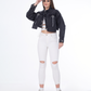 Cropped Jeans Jacket Dark Grey Color OJ-537BBL