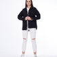 Gabardine Jacket With Pockets Front Buttons Black Color OJ-512BBL