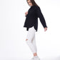 Gabardine Jacket With Pockets Front Buttons Black Color OJ-512BBL