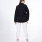 Gabardine Jacket With Pockets Front Buttons Black Color OJ-512BBL