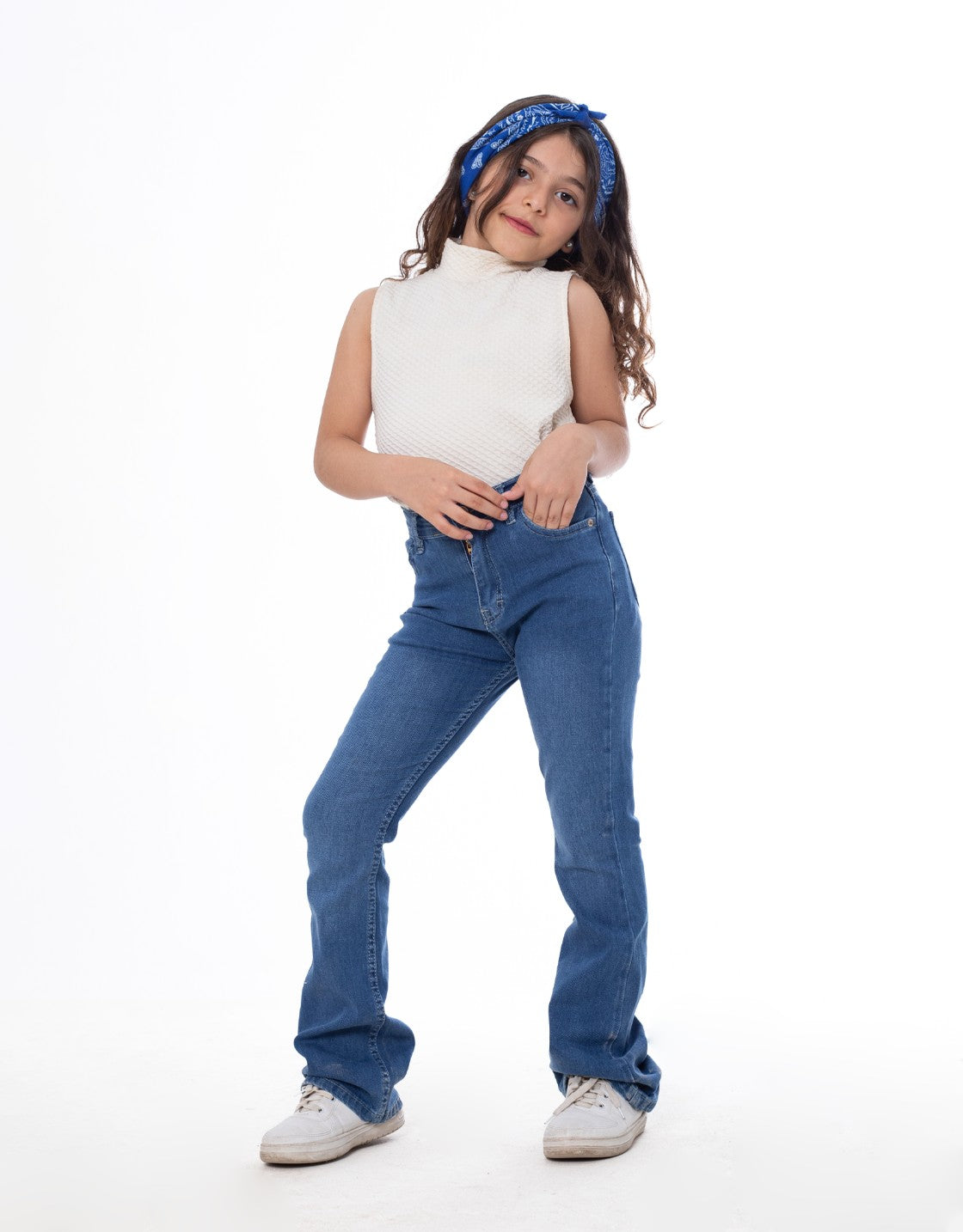 High Waist Charleston Medium Blue Jeans Pants OB-451B
