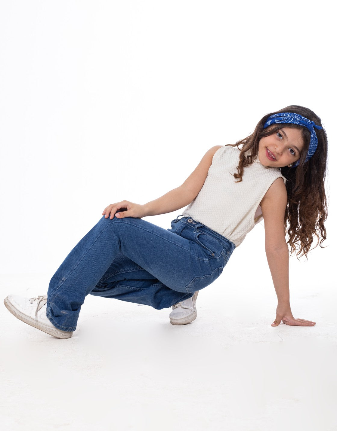 High Waist Charleston Medium Blue Jeans Pants OB-451B