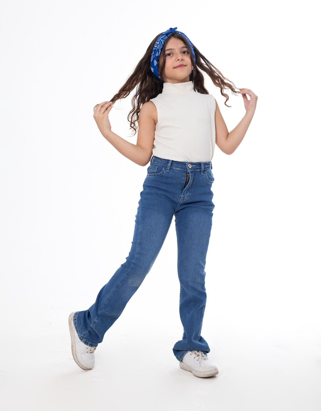 High Waist Charleston Medium Blue Jeans Pants OB-451B