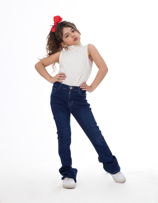 High Waist Charleston Dark Blue Jeans Pants OB-451A