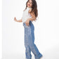 Straight Jeans Pants Metallic Medium Blue Color OB-397/1B