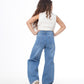 Straight Jeans Pants Metallic Medium Blue Color OB-397/1B
