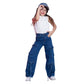 High Waist Flap Cargo Pocket Rope Dark Blue Color Jeans Pants OB-635A