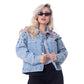 Jeans Jacket Diamond Shoulder Light Quarry Color OJ-542/1V