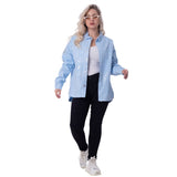 Gabardine Jacket Metallic With Pockets And Front Buttons Baby Blue Color OJ-512/1BB