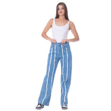 Straight Fringe Jeans Pants Light Blue Color OB-639C
