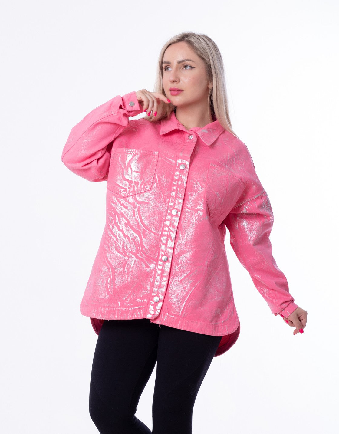 Gabardine Jacket Metallic Pink Color OJ-512/1P