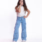 High Waist Flap Cargo Pocket Rope Light Blue Color Jeans Pants OB-635C