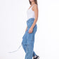 High Waist Flap Cargo Pocket Rope Medium Blue Color Jeans Pants OB-634B