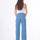 Straight Fringe Jeans Pants Light Blue Color OB-639C