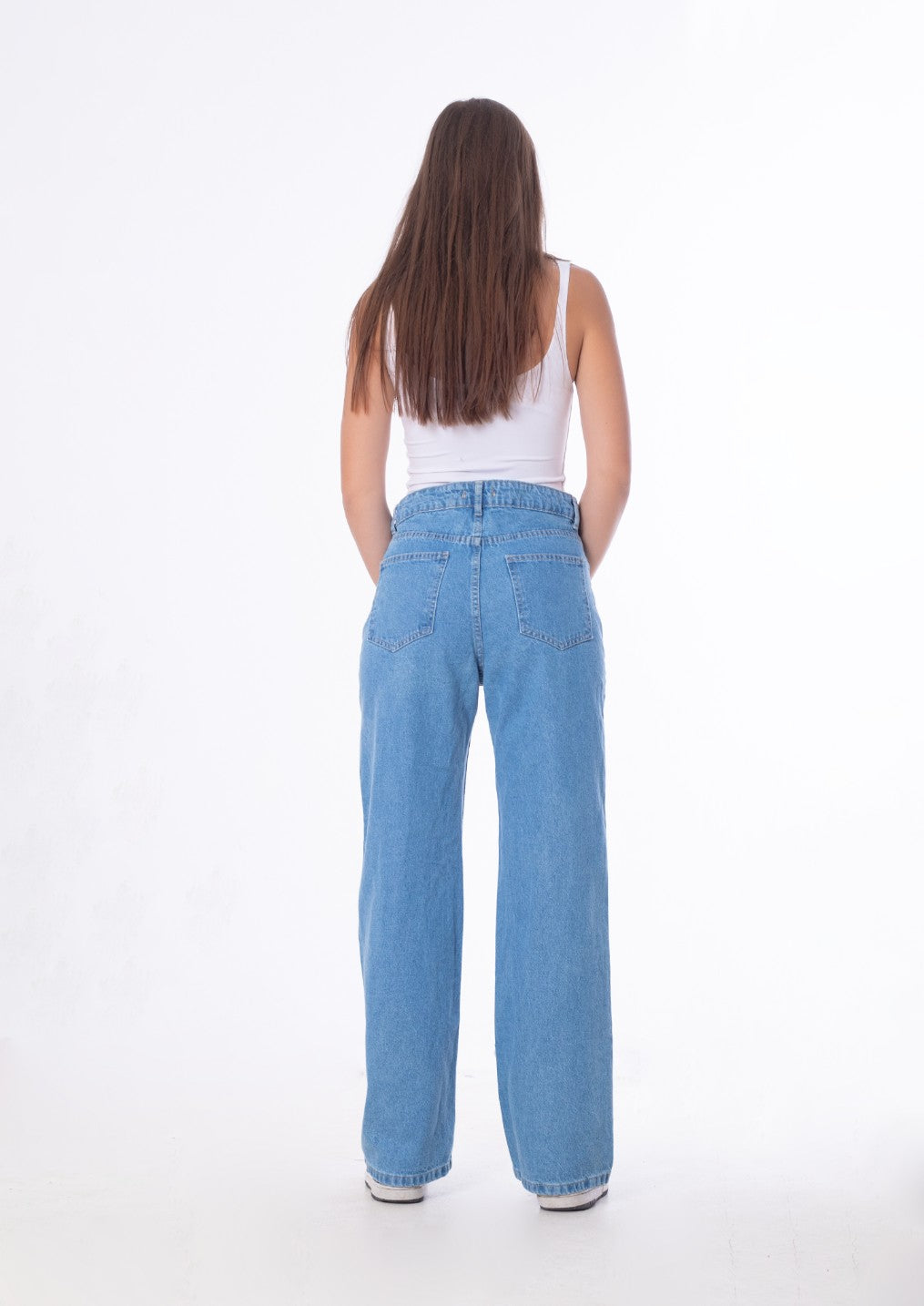 Straight Fringe Jeans Pants Light Blue Color OB-639C