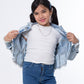 Jeans Jacket Fringe Trim Drop Shoulder Teenager Light Quarry Color OJ-547V