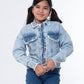 Jeans Jacket Fringe Trim Drop Shoulder Teenager Light Quarry Color OJ-547V
