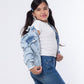 Jeans Jacket Fringe Trim Drop Shoulder Teenager Light Quarry Color OJ-547V