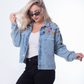Jeans Jacket Diamond Shoulder Light Quarry Color OJ-542/1V