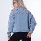 Jeans Jacket Diamond Shoulder Light Quarry Color OJ-542/1V