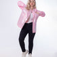 Gabardine Jacket Metallic With Pockets And Front Buttons Rose Color OJ-512/1R