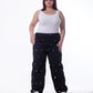 Plus Size High Waist Straight Diamond Studded Black Jeans OBD-375-BL