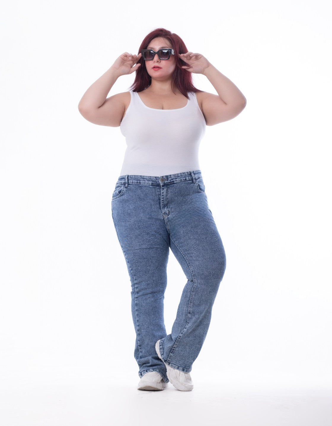 Plus Size High Waist Charleston Quarry Color Jeans Pants OH-434R