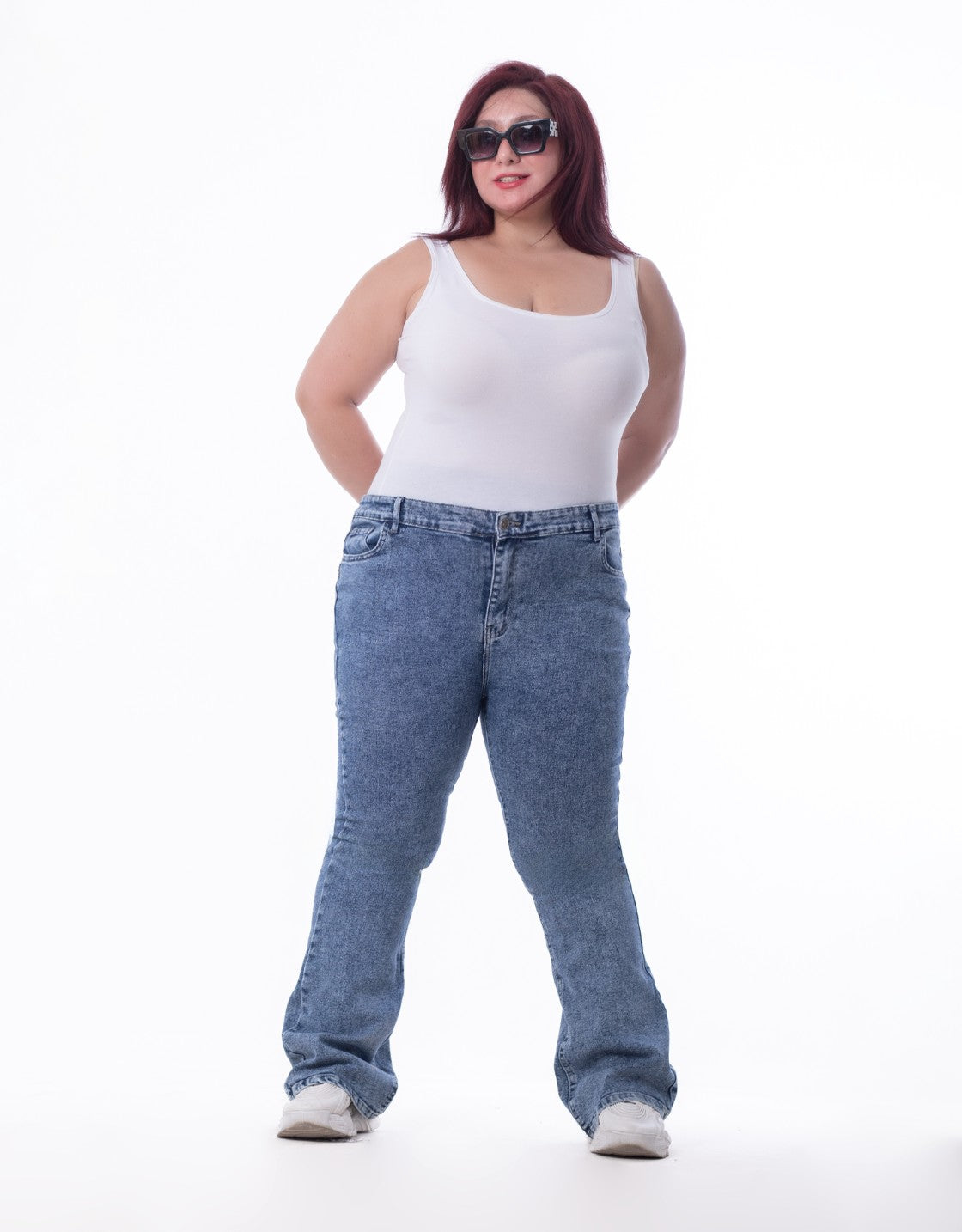 Plus Size High Waist Charleston Quarry Color Jeans Pants OH-434R