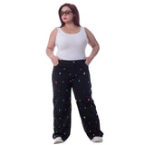 Plus Size High Waist Straight Diamond Studded Black Jeans OBD-375-BL