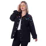 Jeans Jacket Diamond Shoulder Black Color OJ-542/1BL