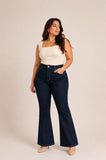 Plus Size High Waist Charleston Blue Black Jeans Pants OH-434A