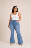 Plus Size High Waist Charleston Light Blue Jeans Pants OH-434C