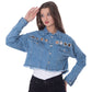 Metal Rings Jeans Jacket Medium Blue Color OJ-549B