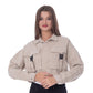 Gabardine Jacket With Front Chain Closure Beige Color OJ-548CR