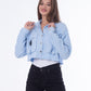 Gabardine Jacket With Front Chain Closure Black Color OJ-548BB