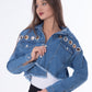 Metal Rings Jeans Jacket Dark Blue Color OJ-549A