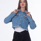 Metal Rings Jeans Jacket Medium Blue Color OJ-549B