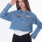 Metal Rings Jeans Jacket Medium Blue Color OJ-549B