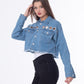 Metal Rings Jeans Jacket Medium Blue Color OJ-549B