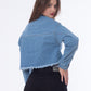 Metal Rings Jeans Jacket Medium Blue Color OJ-549B