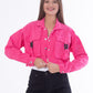 Gabardine Jacket With Front Chain Closure Pink Color OJ-548P