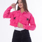 Gabardine Jacket With Front Chain Closure Pink Color OJ-548P