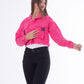 Gabardine Jacket With Front Chain Closure Pink Color OJ-548P