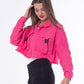 Gabardine Jacket With Front Chain Closure Pink Color OJ-548P