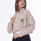 Gabardine Jacket With Front Chain Closure Beige Color OJ-548CR