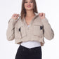 Gabardine Jacket With Front Chain Closure Beige Color OJ-548CR