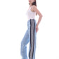 Straight Black Side With Stripes White Pants Jeans Blue OB-651